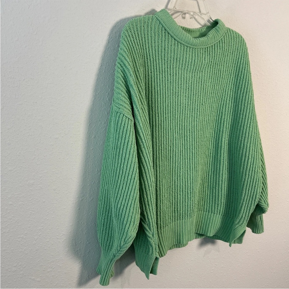 Aerie Crewneck Ribbed Tight Knit Sweater Fresh Green Women’s XS Oversized - Picture 6 of 11